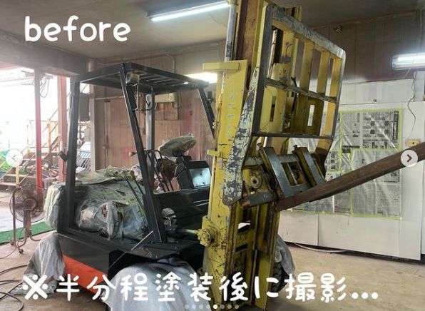 フォークリフトの塗装前1