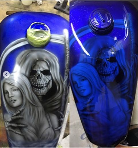 HarleyDavidsonのスポーツスタータンクにエアブラシ